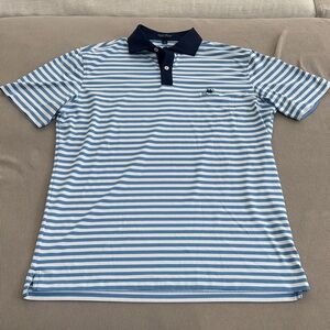 Peter Millar Blue and White Striped Polo- Concession Golf Course